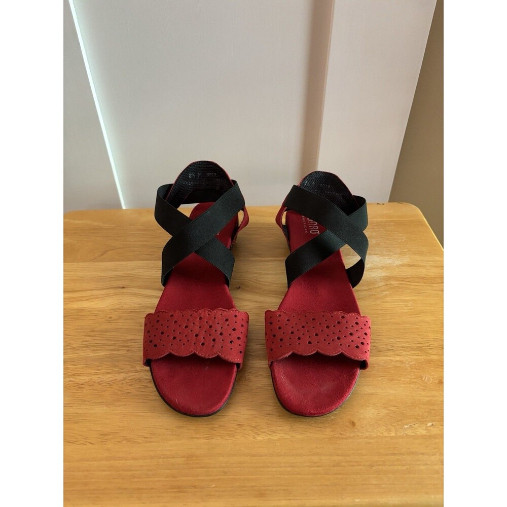 Munro American Women’s Red & Black Comfort Sandals Size 8.5 N Slingback Elastic